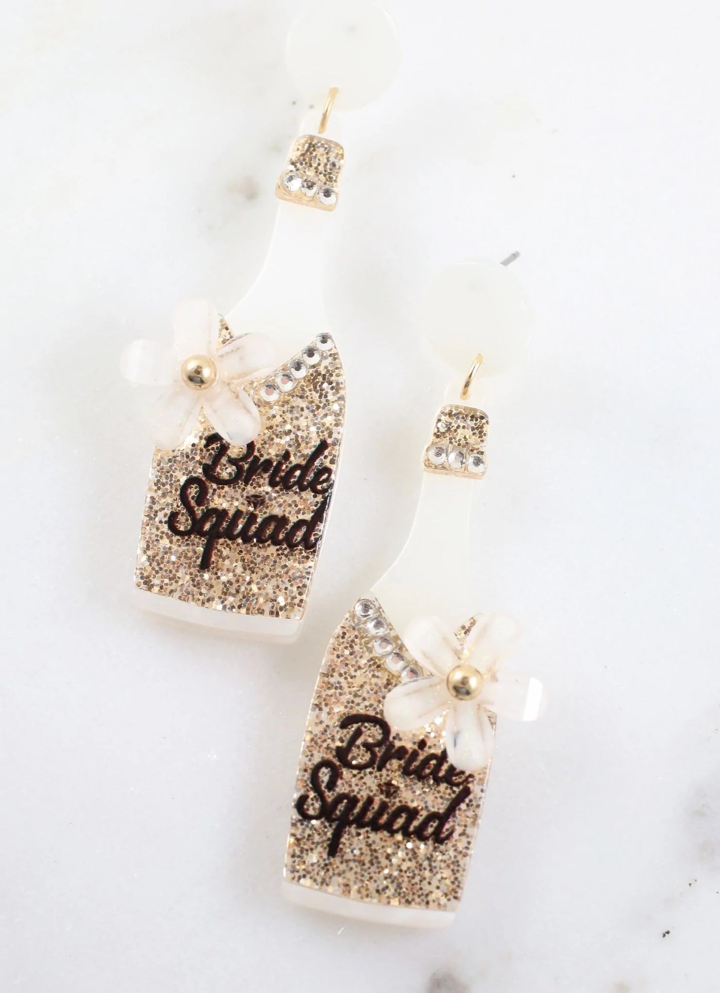 Bride Squad Glitter Bottle Earrings