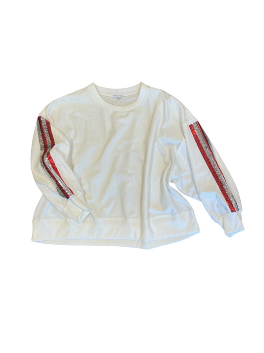 Red and White Sequin Sweatshirt