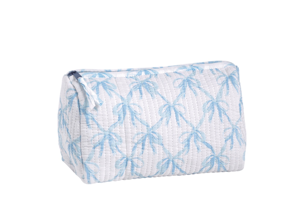 Mudpie blue bow cosmetic bag