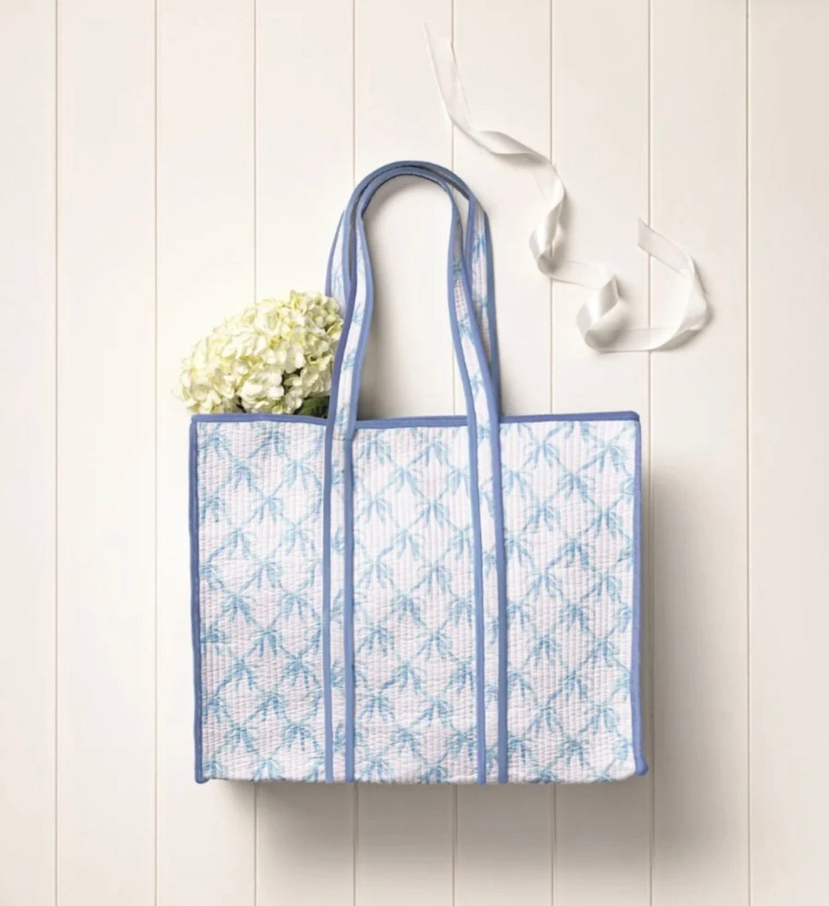 Mudpie blue bow tote