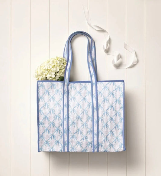 Mudpie blue bow tote