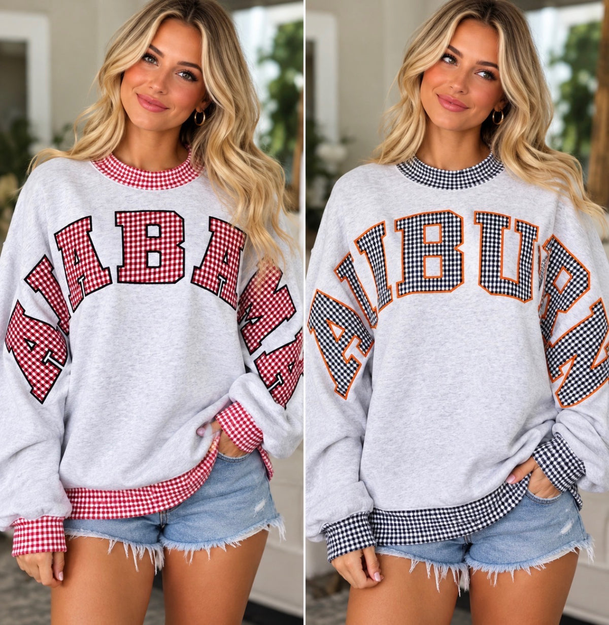 Auburn and Alabama spirit mockneck