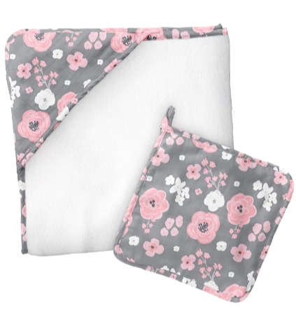 SJ hooded towel and washcloth set